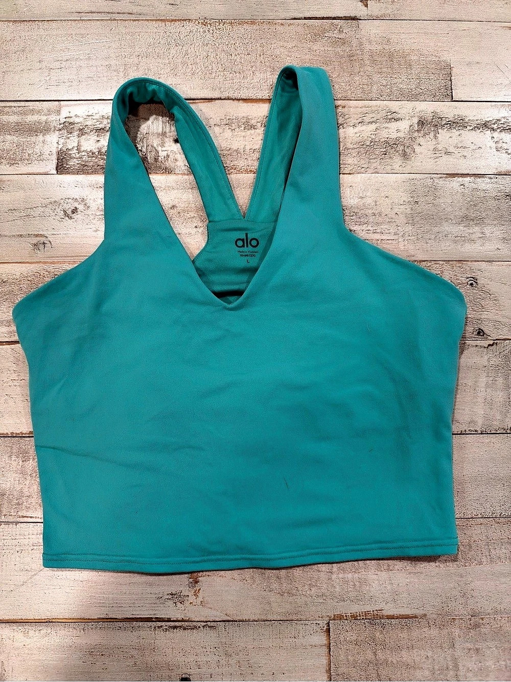 Alo Yoga Airbrush Real Bra Tank Teal Longline Built-In Bra Size S